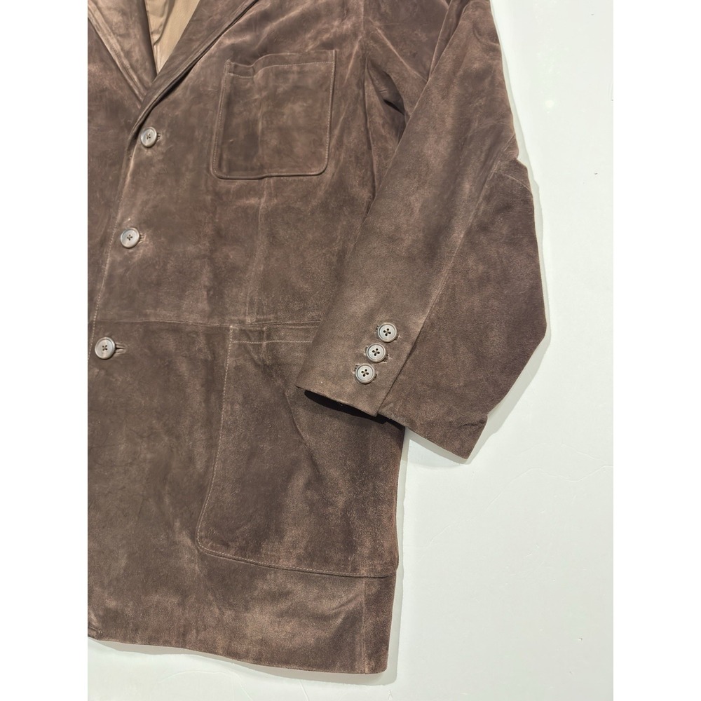 Roundtree & Yorke Mens Long Brown Suede Leather Jacket Coat Trench Size XXL City - Picture 4 of 15